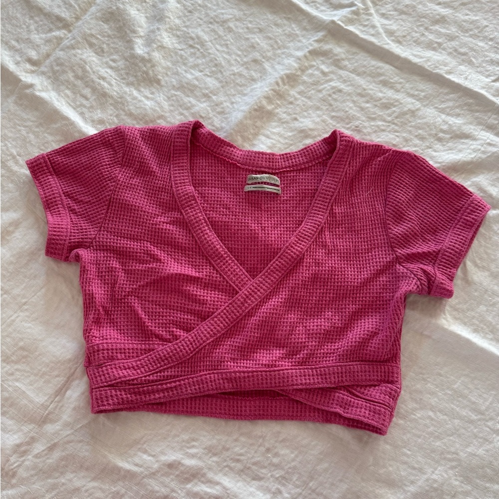 Urban Outfitters Pink Wrap Crop Top L
